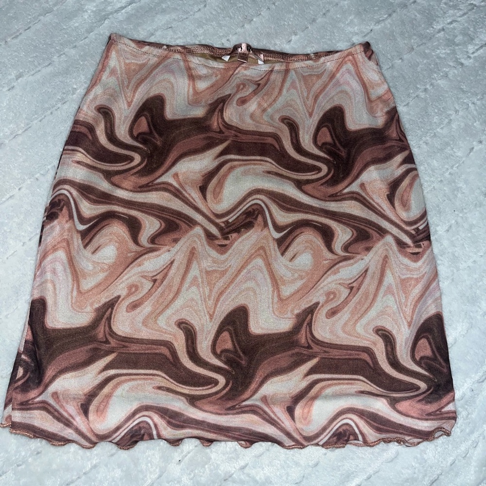 Bailey Rose mini skirt XS brown/pink/white swirl